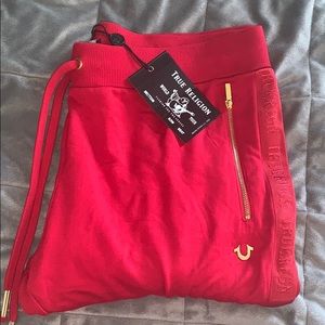 Ruby Red True Religion Joggers XL - NEW